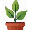 資材・植物の提供のアイコン。植物の苗と鉢。